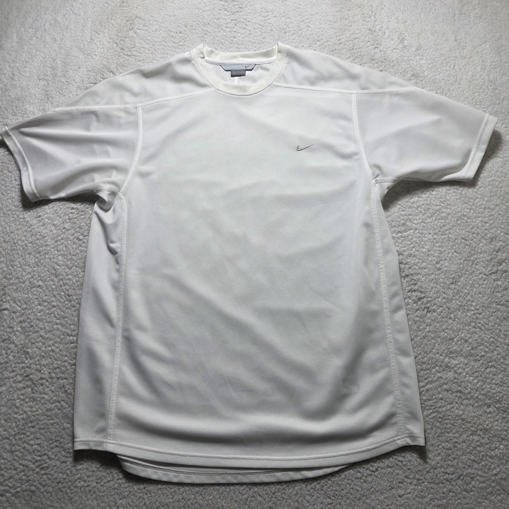 Vintage Nike Silver Tag Mesh T-Shirt Mens XXL White Side Swoosh Essential Y2K